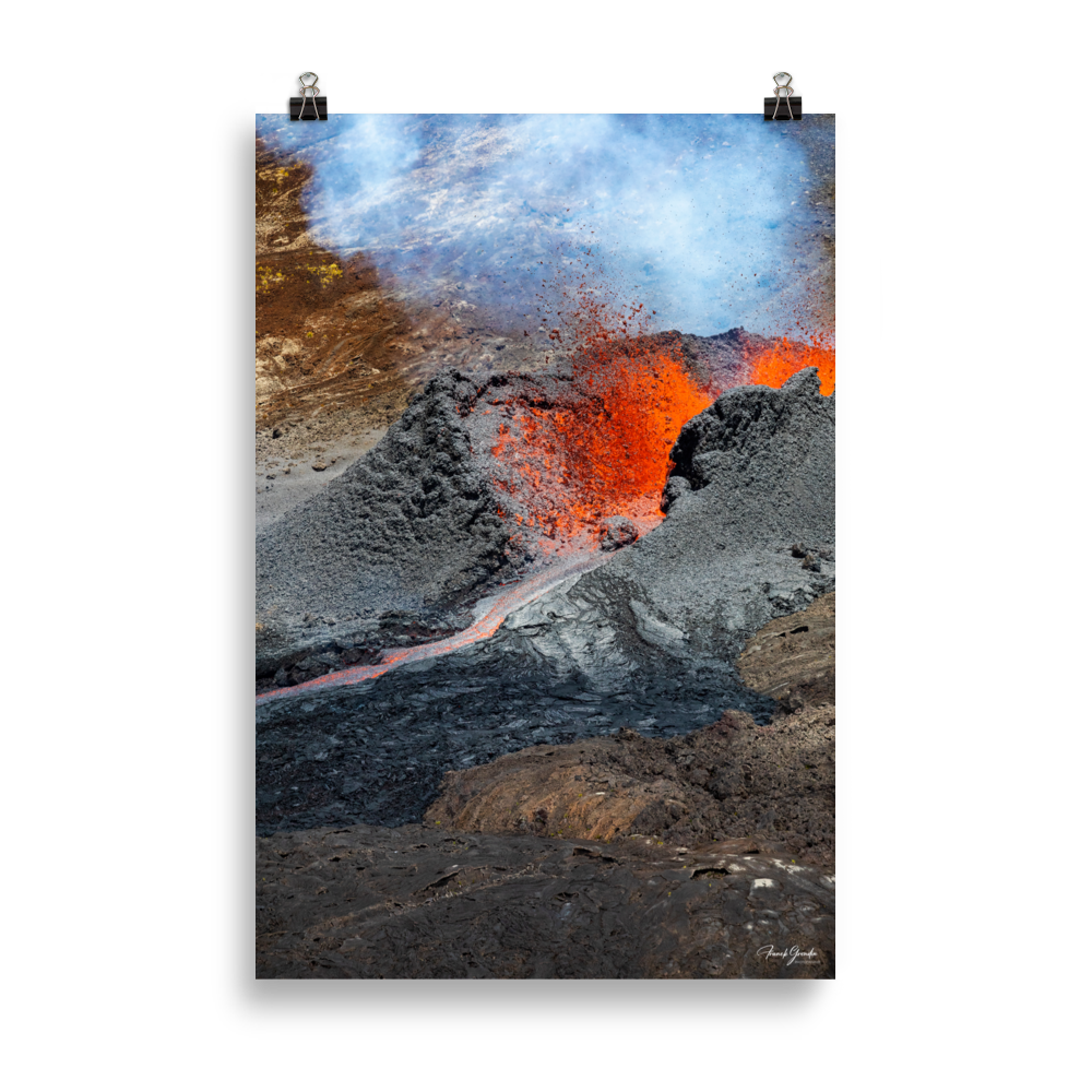 Affiche de La Réunion Le Piton de la Fournaise vu du Ciel 61 × 91 cm / Sans cadre - photographie Franck Grondin