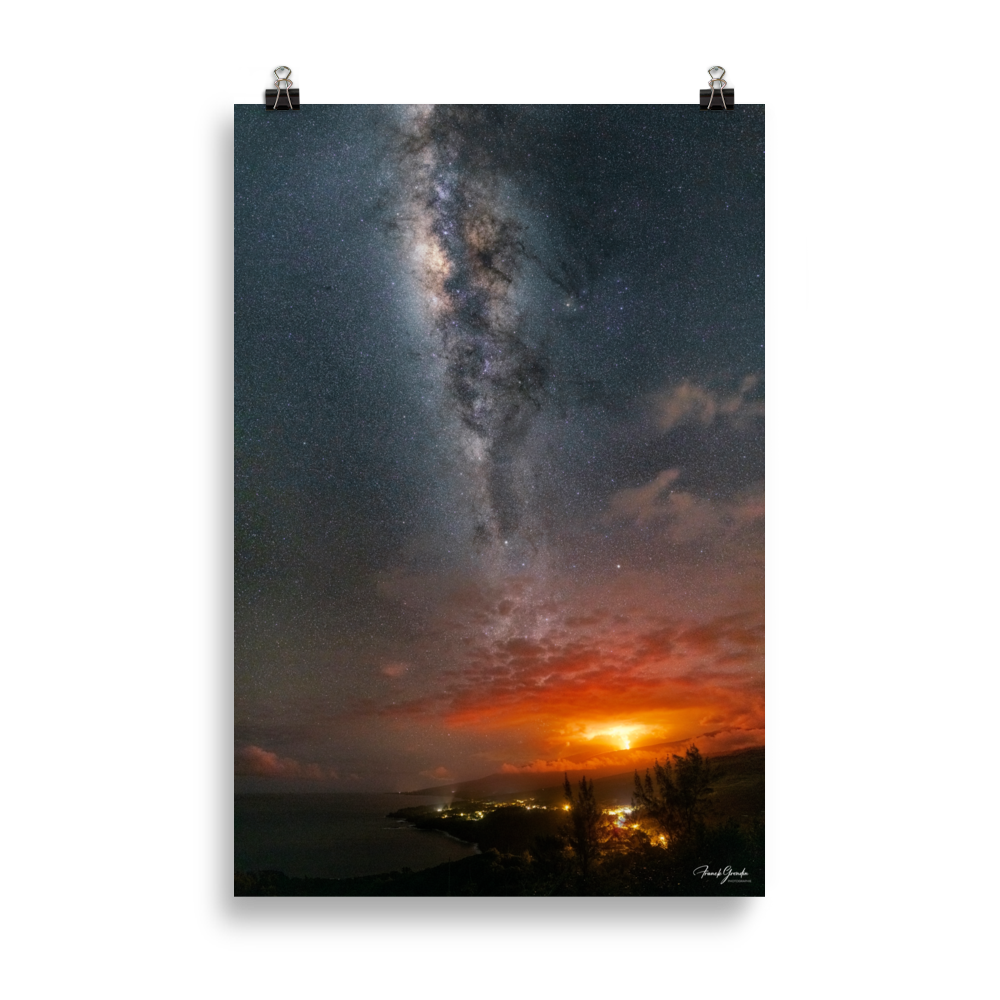 Affiche de La Réunion La Fournaise sous la Voie Lactée 61 × 91 cm / Sans cadre - photographie Franck Grondin