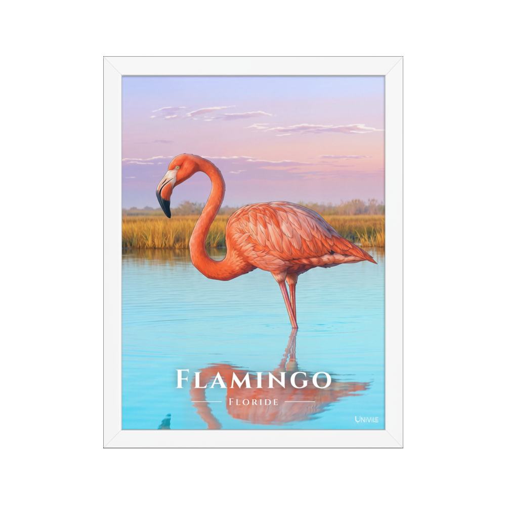 Affiche de Floride Flamingo 30 × 40 cm / Blanc - Univile Floride