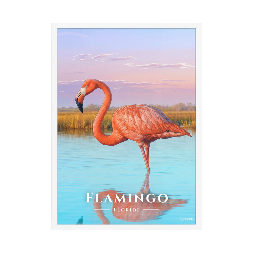 Affiche de Floride Flamingo 50 × 70 cm / Blanc - Univile Floride