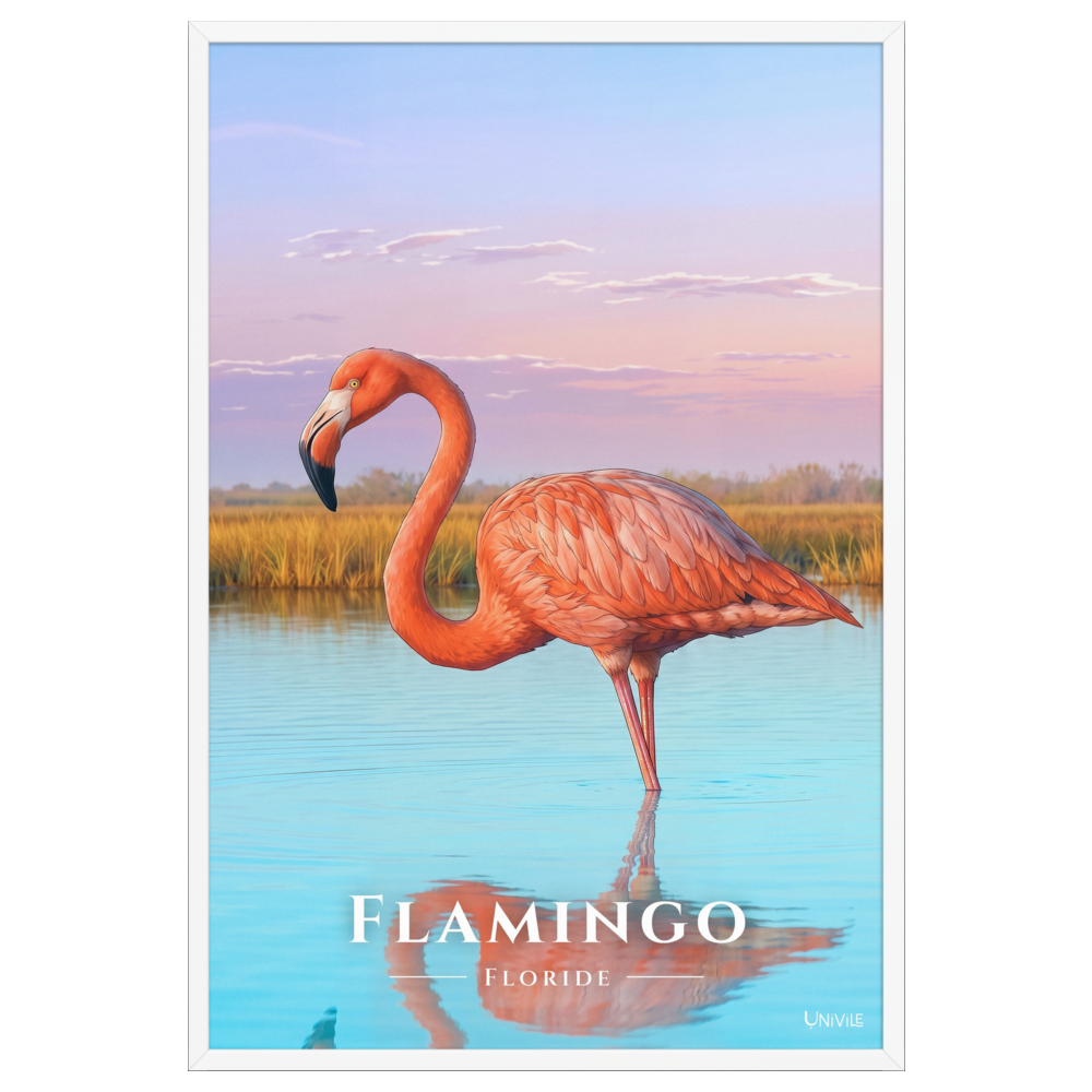 Affiche de Floride Flamingo 61 × 91 cm / Blanc - Univile Floride