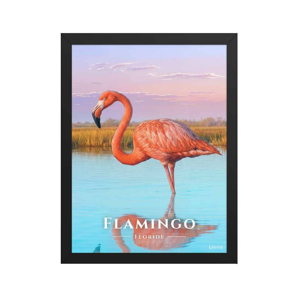 Affiche de Floride Flamingo 30 × 40 cm / Noir - Univile Floride