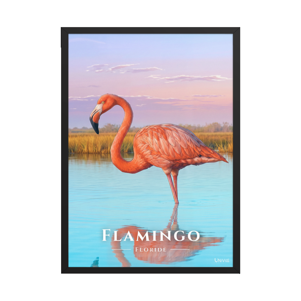 Affiche de Floride Flamingo 50 × 70 cm / Noir - Univile Floride