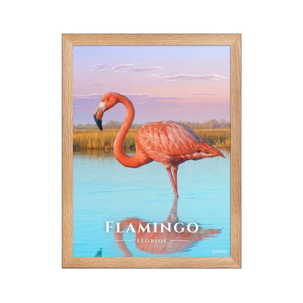 Affiche de Floride Flamingo 30 × 40 cm / Oak - Univile Floride