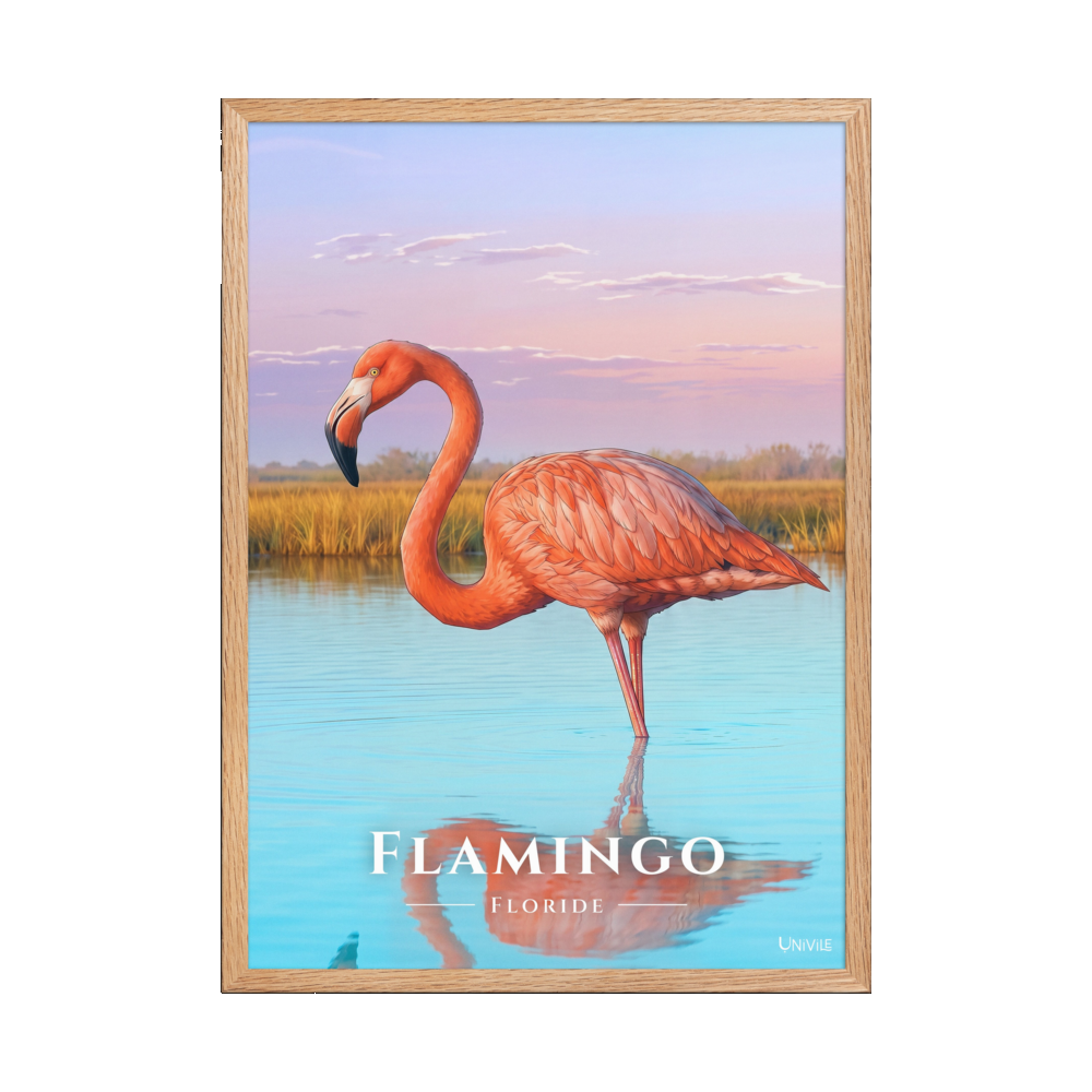 Affiche de Floride Flamingo 50 × 70 cm / Oak - Univile Floride