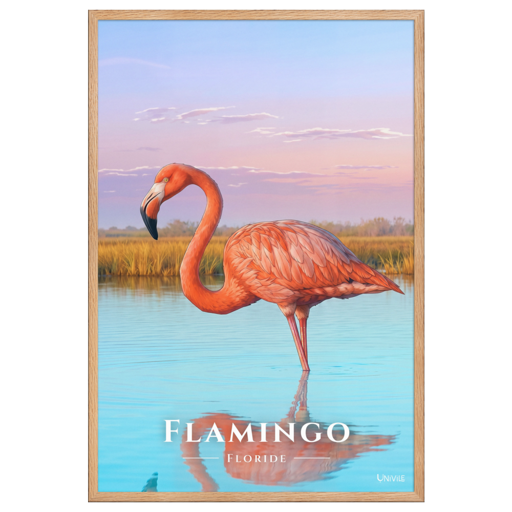 Affiche de Floride Flamingo 61 × 91 cm / Oak - Univile Floride