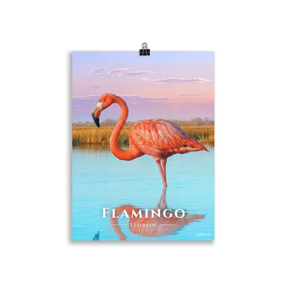 Affiche de Floride Flamingo 30 × 40 cm / Sans cadre - Univile Floride