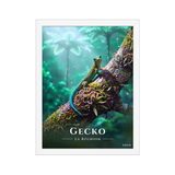 Affiche de La Réunion Gecko vert de Bourbon 30 × 40 cm / Blanc - Univile La Réunion