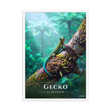 Affiche de La Réunion Gecko vert de Bourbon 50 × 70 cm / Blanc - Univile La Réunion