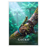 Affiche de La Réunion Gecko vert de Bourbon 61 × 91 cm / Blanc - Univile La Réunion