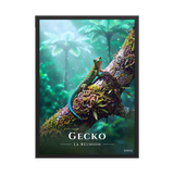Affiche de La Réunion Gecko vert de Bourbon 50 × 70 cm / Noir - Univile La Réunion