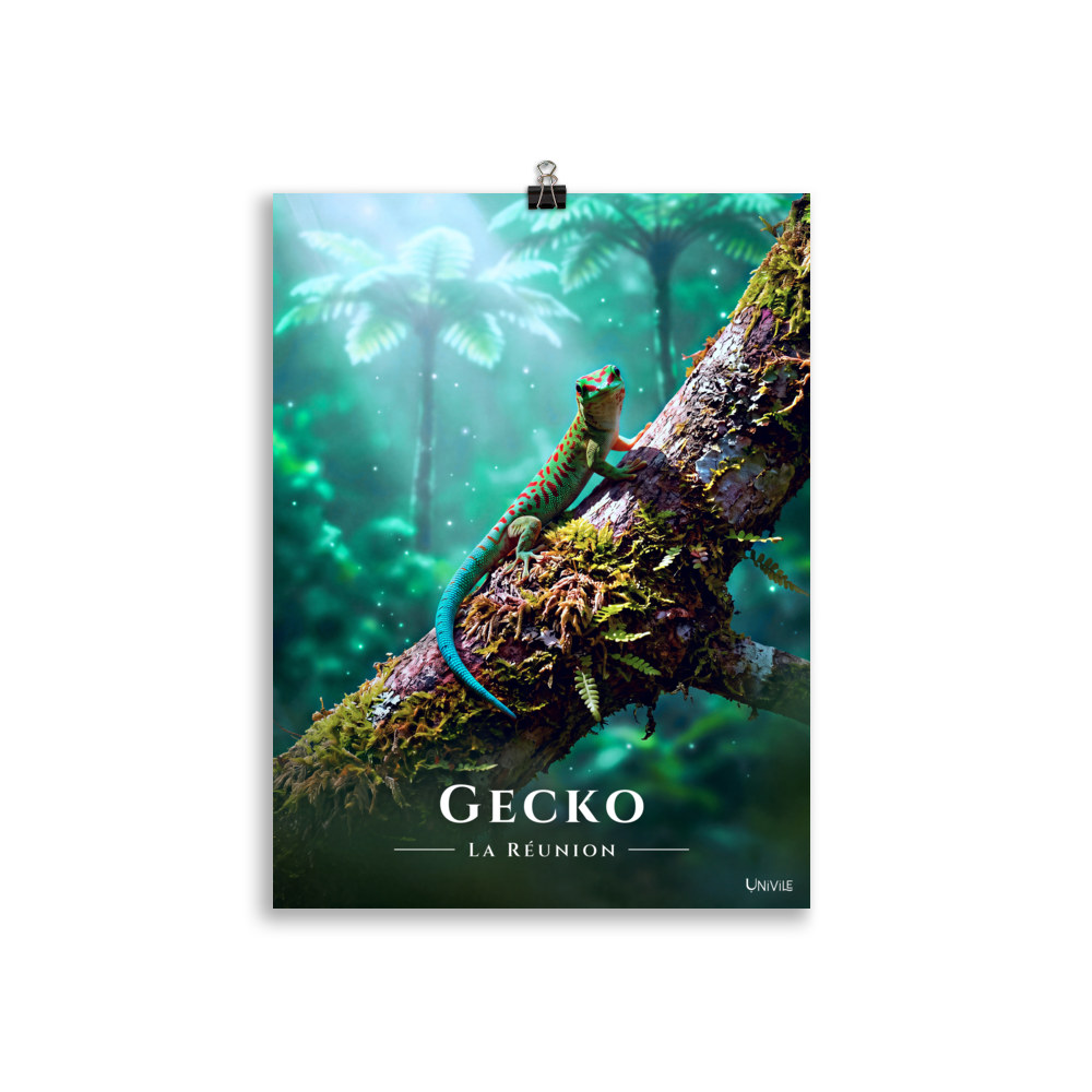 Affiche de La Réunion Gecko vert de Bourbon 30 × 40 cm / Sans cadre - Univile La Réunion