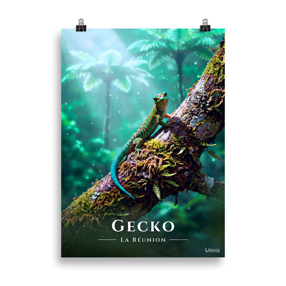 Affiche de La Réunion Gecko vert de Bourbon 50 × 70 cm / Sans cadre - Univile La Réunion