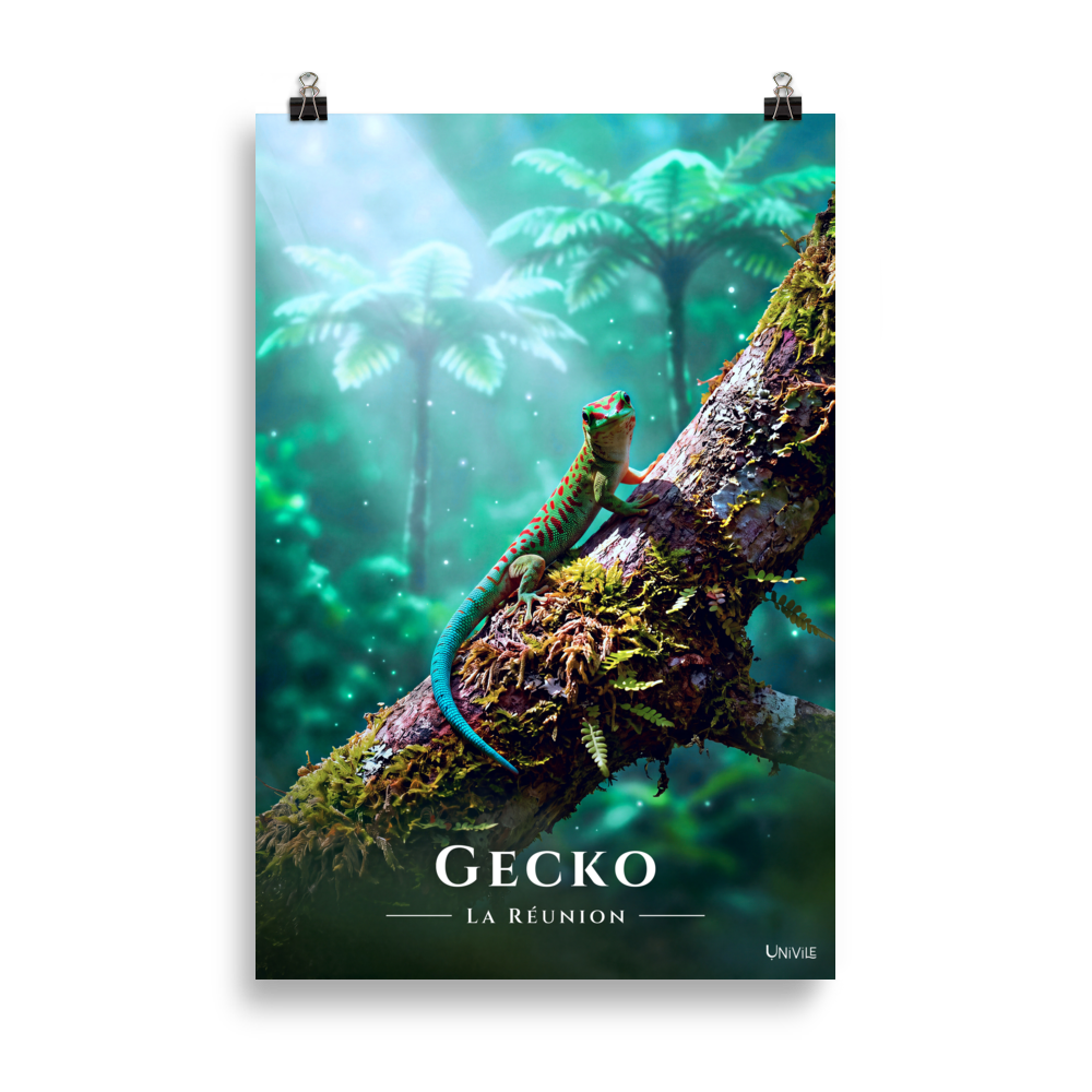 Affiche de La Réunion Gecko vert de Bourbon 61 × 91 cm / Sans cadre - Univile La Réunion
