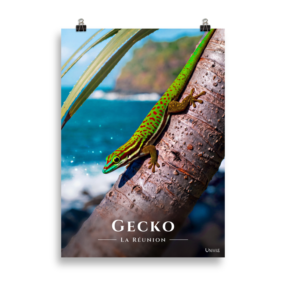 Affiche de La Réunion Gecko vert de Manapany 50 × 70 cm / Sans cadre - Univile La Réunion