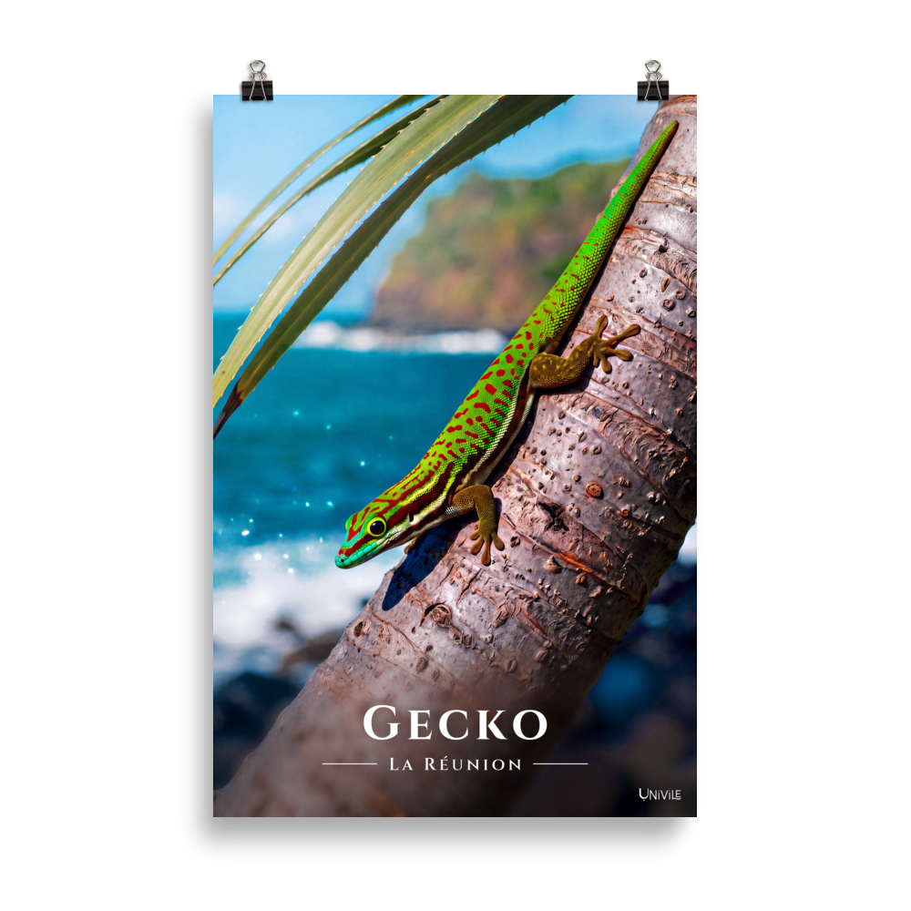 Affiche de La Réunion Gecko vert de Manapany 61 × 91 cm / Sans cadre - Univile La Réunion