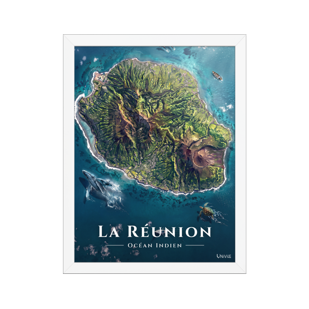 Affiche de La Réunion Île de La Réunion 30 × 40 cm / Blanc - Univile La Réunion