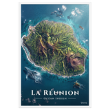 Affiche de La Réunion Île de La Réunion 61 × 91 cm / Blanc - Univile La Réunion