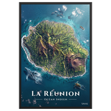 Affiche de La Réunion Île de La Réunion 61 × 91 cm / Noir - Univile La Réunion