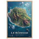 Affiche de La Réunion Île de La Réunion 61 × 91 cm / Oak - Univile La Réunion