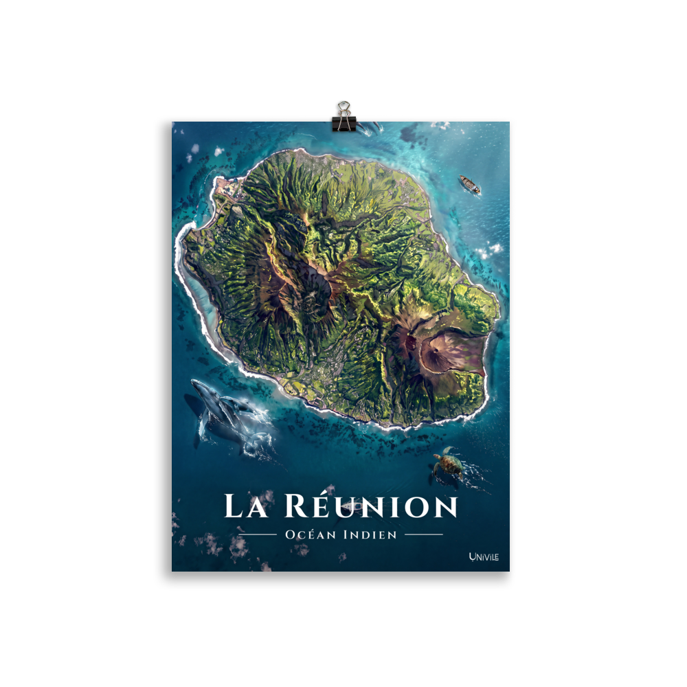 Affiche de La Réunion Île de La Réunion 30 × 40 cm / Sans cadre - Univile La Réunion