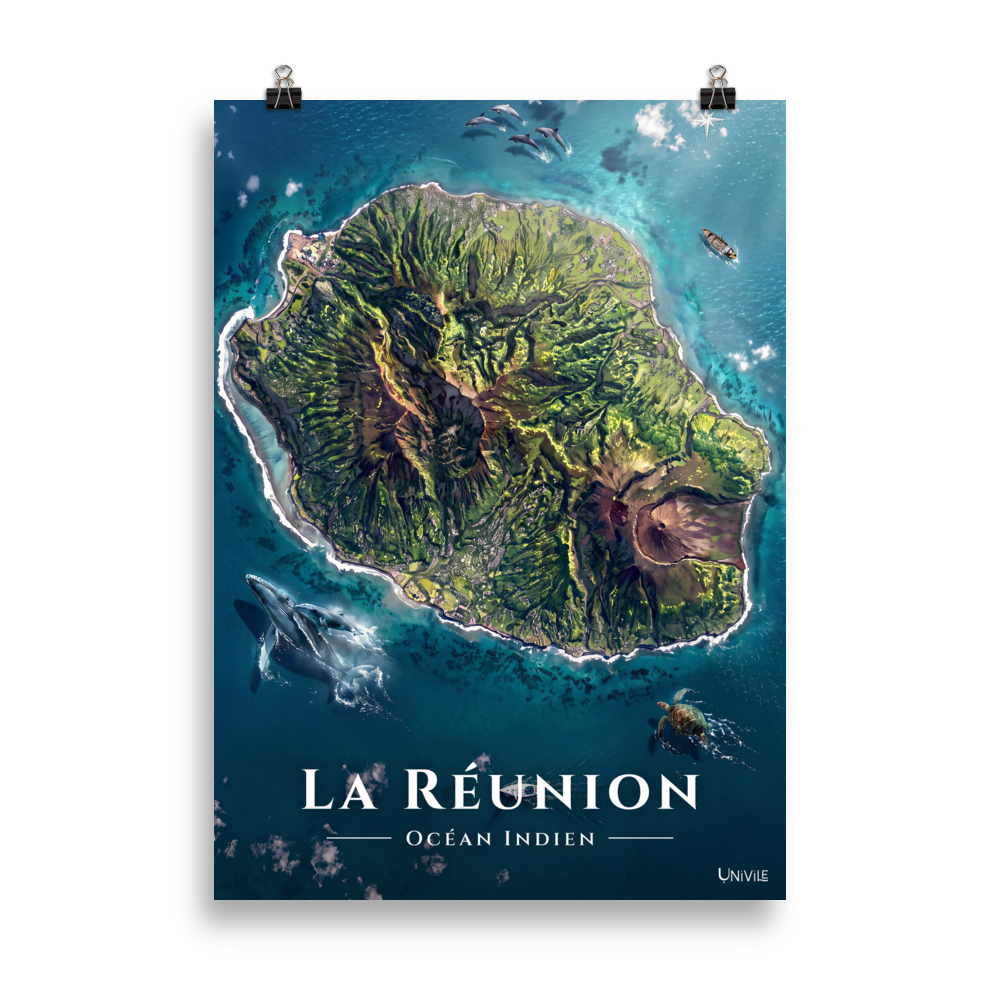 Affiche de La Réunion Île de La Réunion 50 × 70 cm / Sans cadre - Univile La Réunion