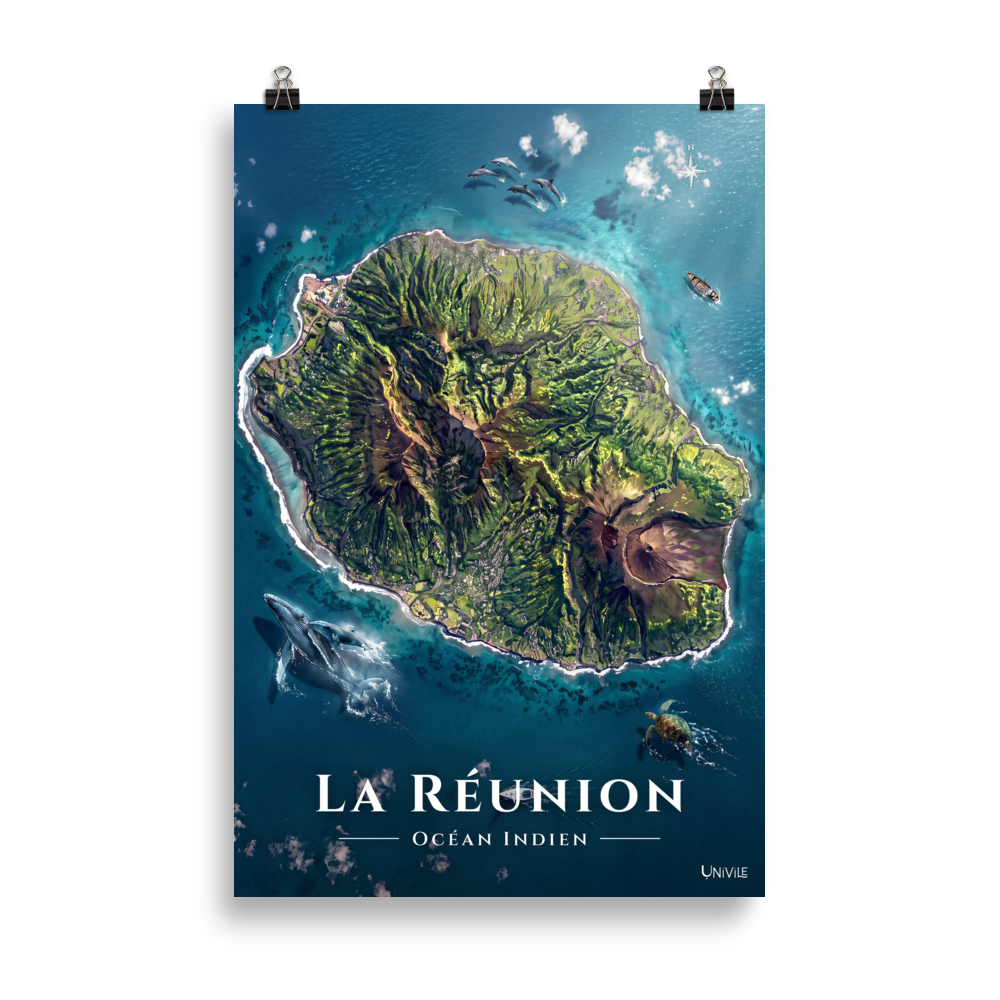 Affiche de La Réunion Île de La Réunion 61 × 91 cm / Sans cadre - Univile La Réunion