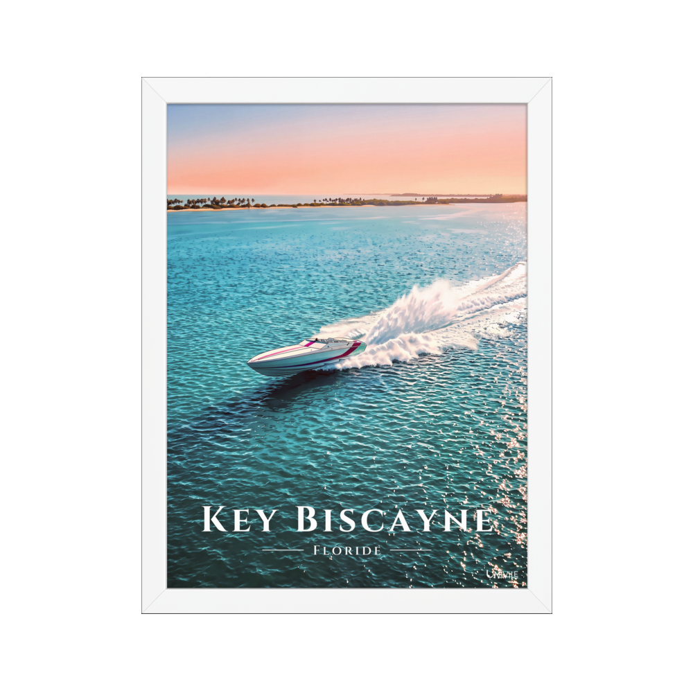 Affiche de Floride Key Biscayne 30 × 40 cm / Blanc - Univile Floride