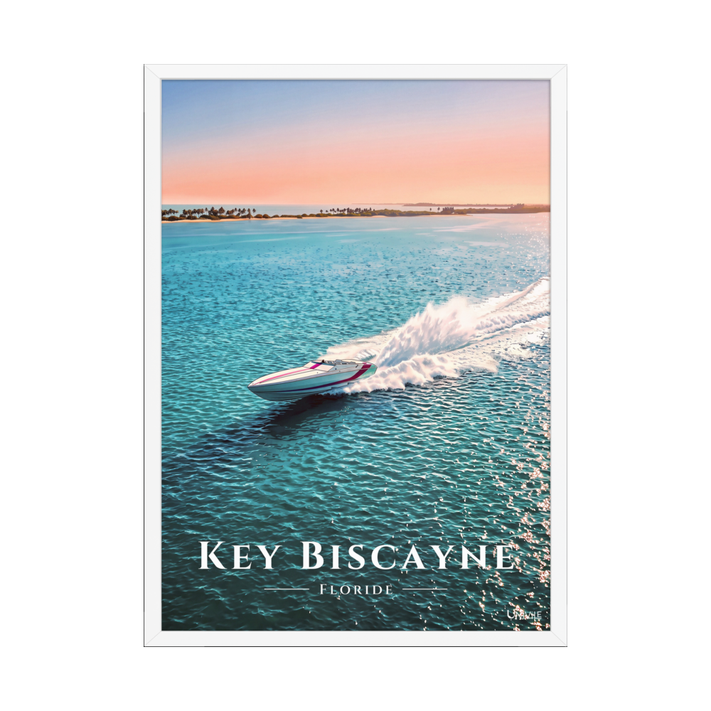 Affiche de Floride Key Biscayne 50 × 70 cm / Blanc - Univile Floride
