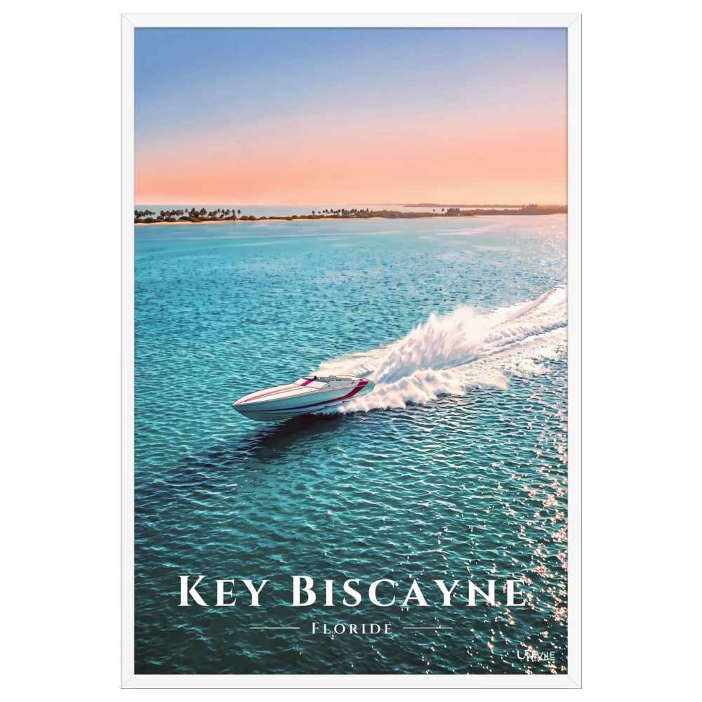 Affiche de Floride Key Biscayne 61 × 91 cm / Blanc - Univile Floride