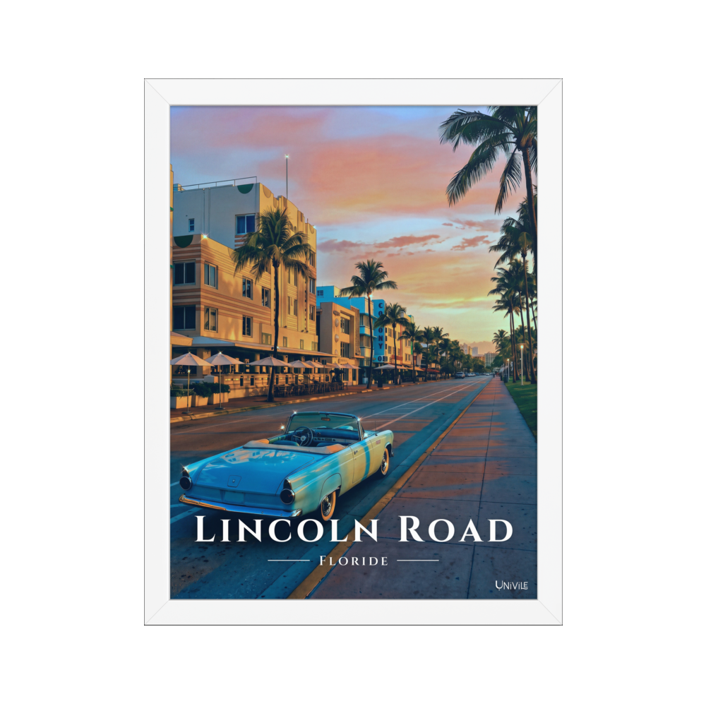 Affiche de Floride Lincoln Road 30 × 40 cm / Blanc - Univile Floride