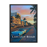 Affiche de Floride Lincoln Road 50 × 70 cm / Noir - Univile Floride