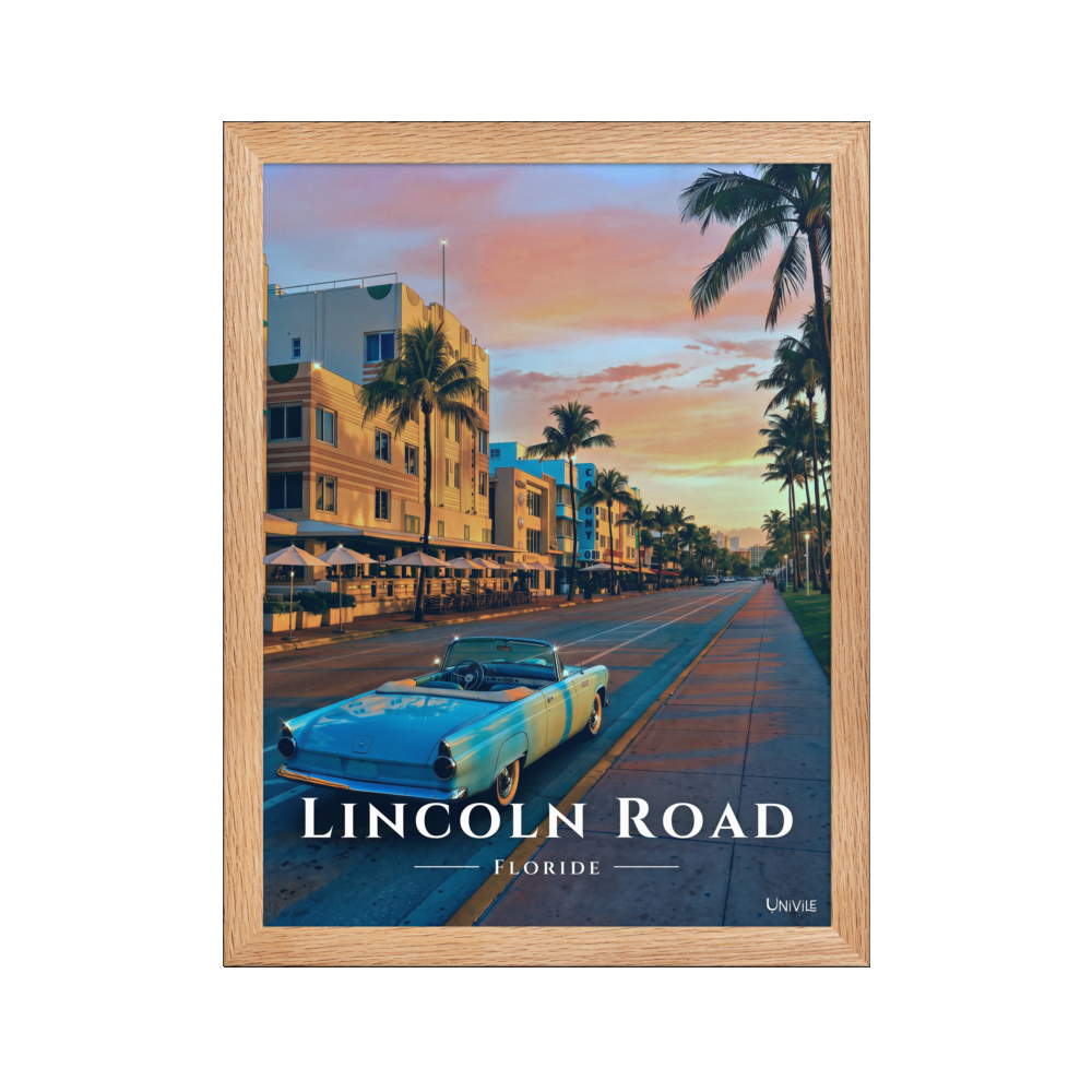 Affiche de Floride Lincoln Road 30 × 40 cm / Oak - Univile Floride