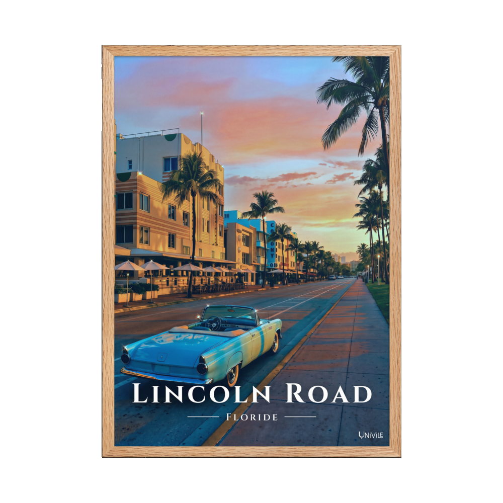 Affiche de Floride Lincoln Road 50 × 70 cm / Oak - Univile Floride