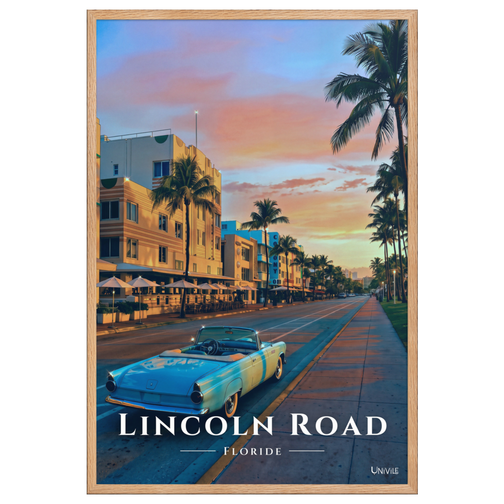 Affiche de Floride Lincoln Road 61 × 91 cm / Oak - Univile Floride