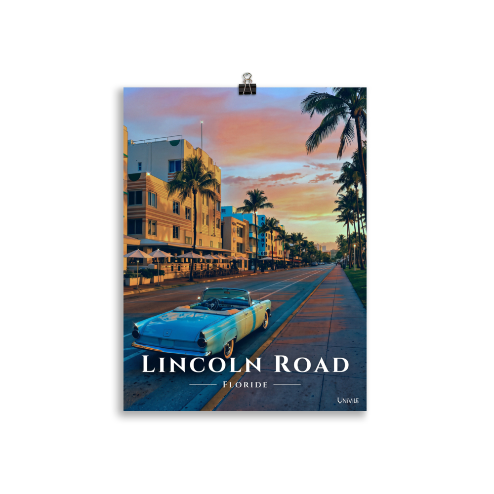 Affiche de Floride Lincoln Road 30 × 40 cm / Sans cadre - Univile Floride