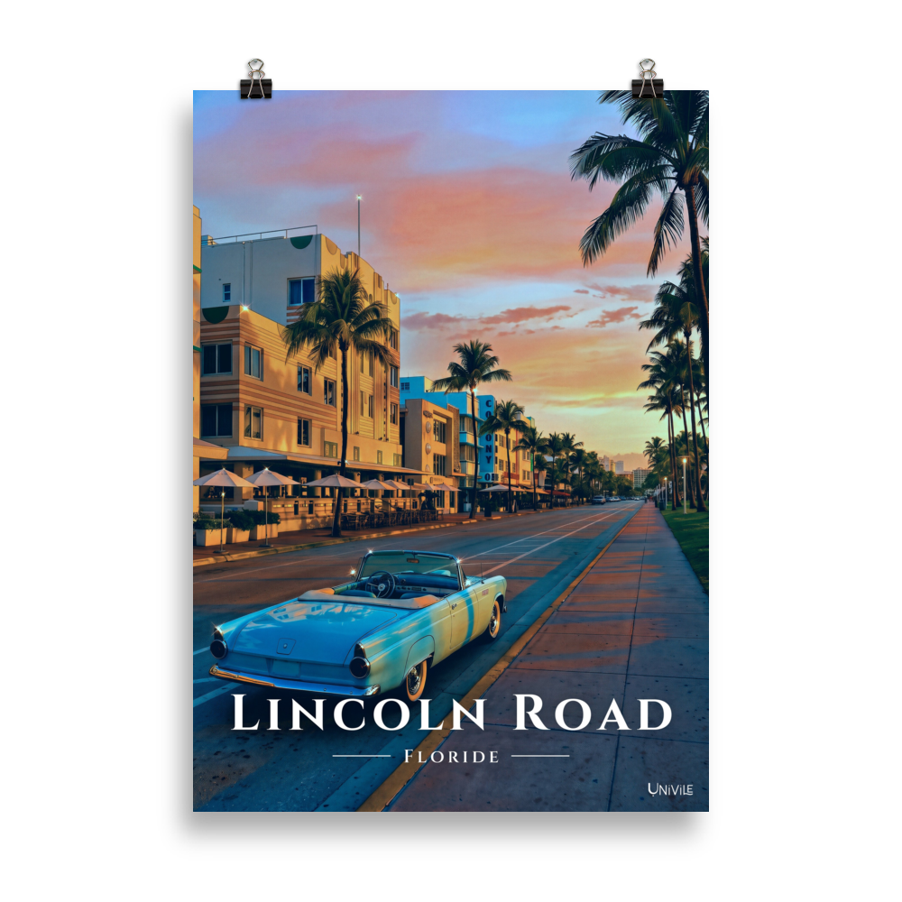 Affiche de Floride Lincoln Road 50 × 70 cm / Sans cadre - Univile Floride
