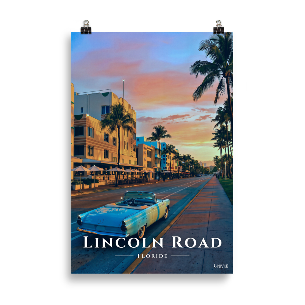 Affiche de Floride Lincoln Road 61 × 91 cm / Sans cadre - Univile Floride