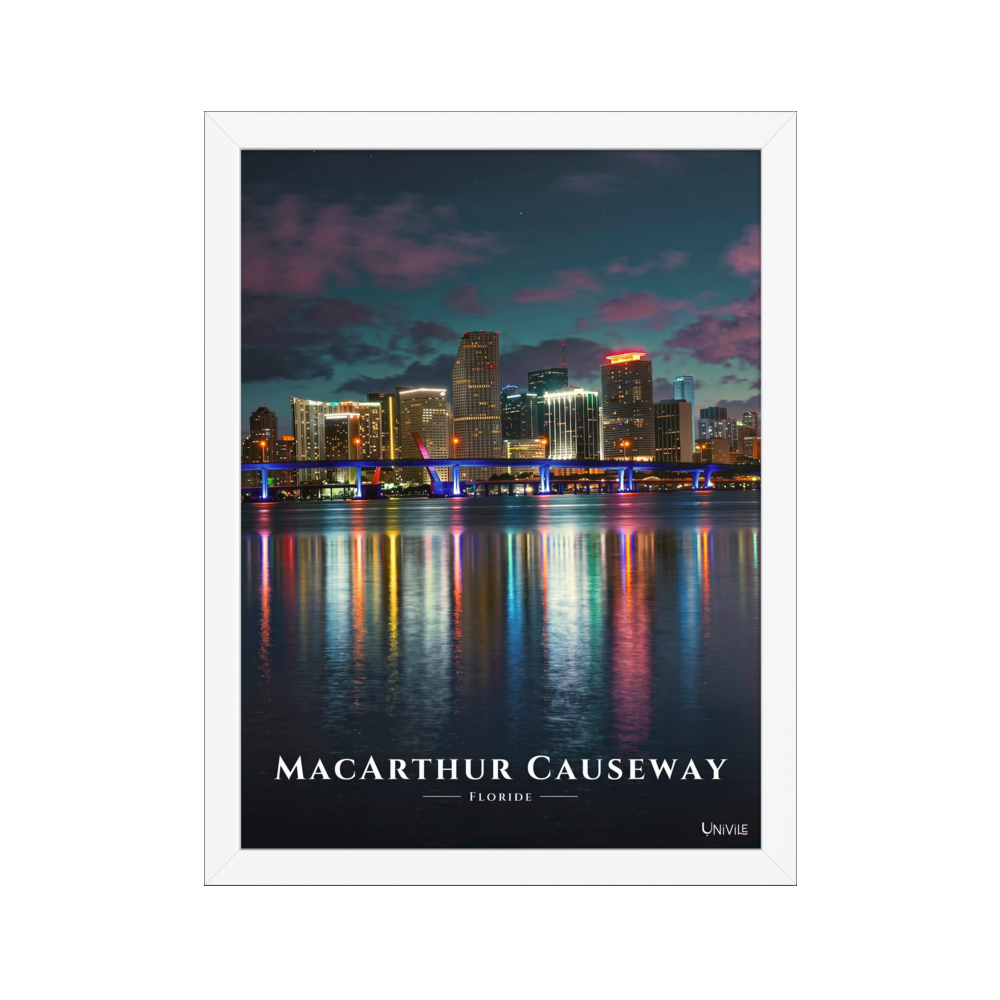 Affiche de Floride MacArthur Causeway 30 × 40 cm / Blanc - Univile Floride