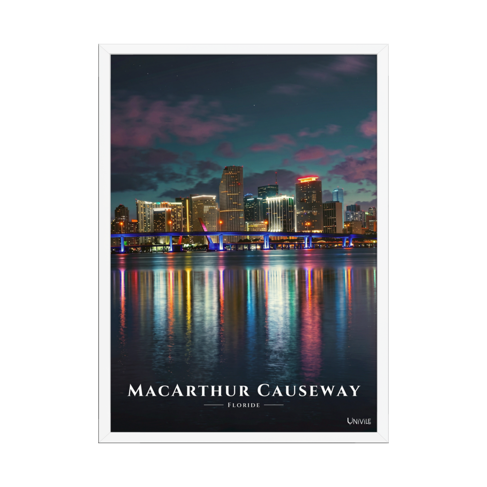 Affiche de Floride MacArthur Causeway 50 × 70 cm / Blanc - Univile Floride