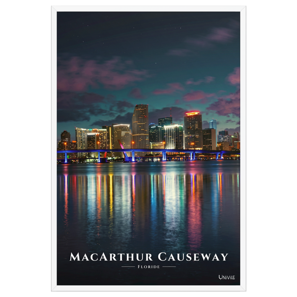 Affiche de Floride MacArthur Causeway 61 × 91 cm / Blanc - Univile Floride