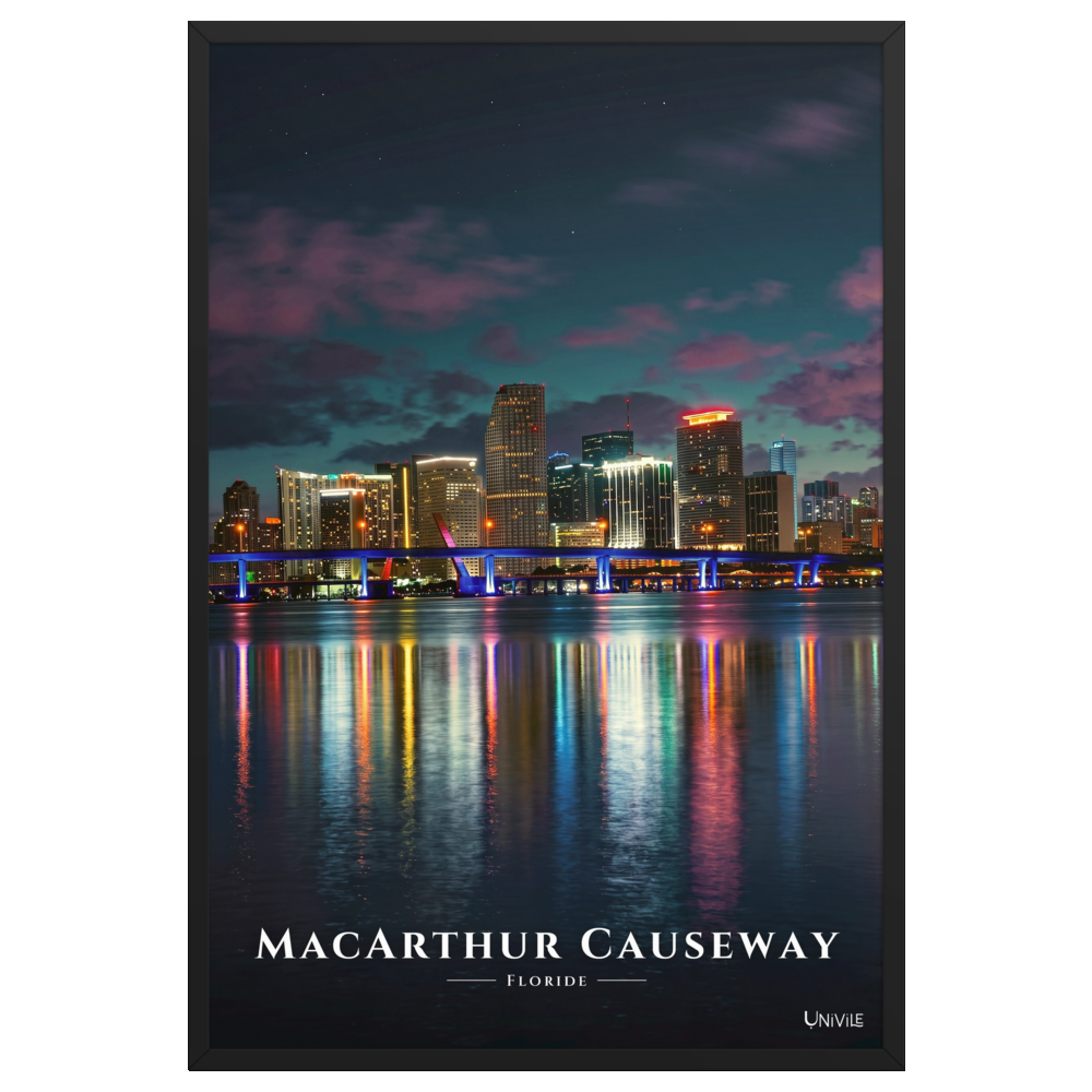 Affiche de Floride MacArthur Causeway 61 × 91 cm / Noir - Univile Floride