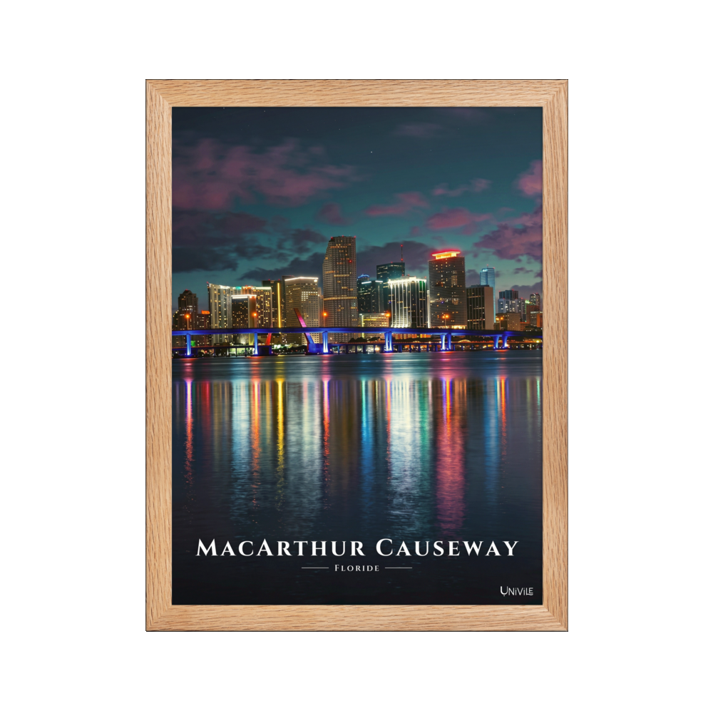 Affiche de Floride MacArthur Causeway 30 × 40 cm / Oak - Univile Floride