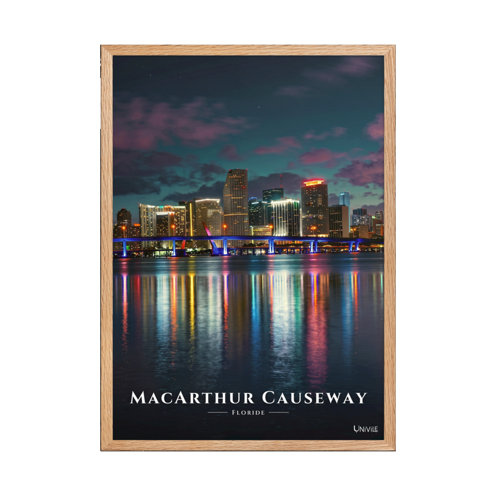 Affiche de Floride MacArthur Causeway 50 × 70 cm / Oak - Univile Floride