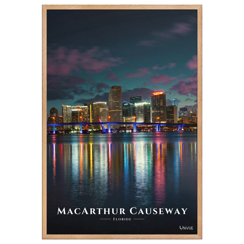 Affiche de Floride MacArthur Causeway 61 × 91 cm / Oak - Univile Floride