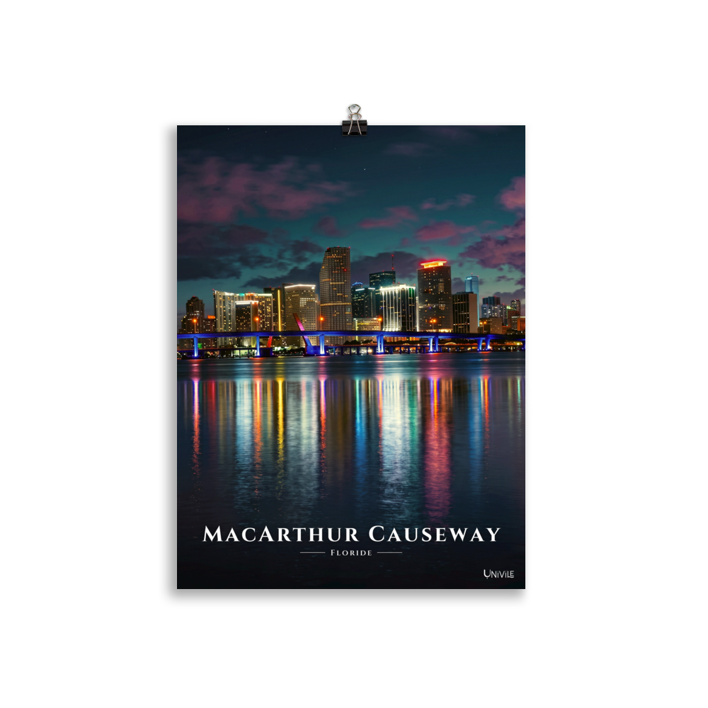 Affiche de Floride MacArthur Causeway 30 × 40 cm / Sans cadre - Univile Floride