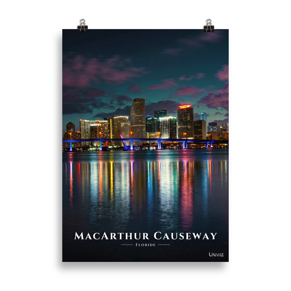 Affiche de Floride MacArthur Causeway 50 × 70 cm / Sans cadre - Univile Floride