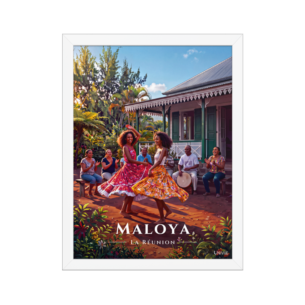 Affiche de La Réunion Maloya 30 × 40 cm / Blanc - Univile La Réunion