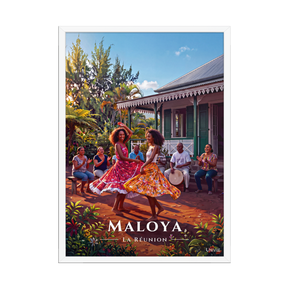 Affiche de La Réunion Maloya 50 × 70 cm / Blanc - Univile La Réunion