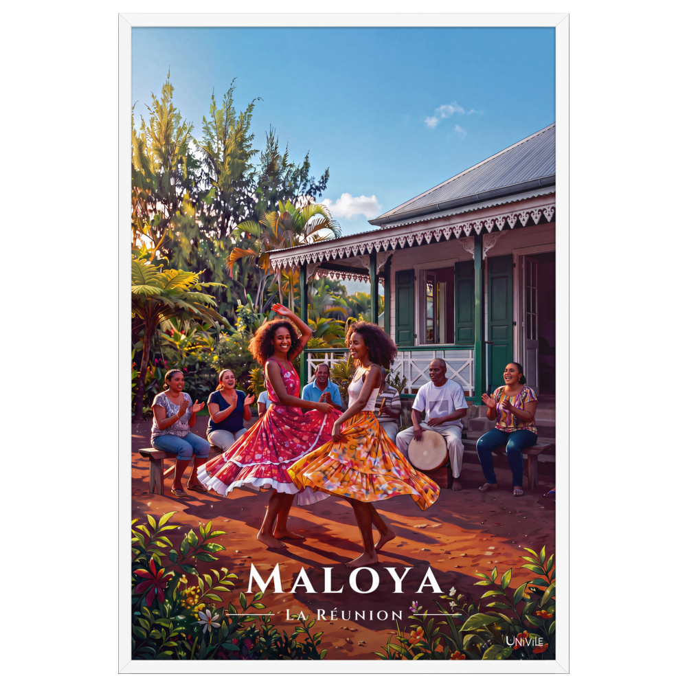 Affiche de La Réunion Maloya 61 × 91 cm / Blanc - Univile La Réunion